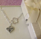 Personalised girls ladies silver Necklace choose message charm GIFT BOXED