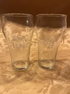Coca-Cola Coke Glasses - Set Of 2 Clear Drinking Glasses. - Picture 1 of 1