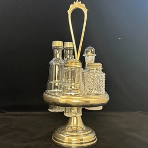 Homan Silver Plate Co Silver Plated Salt Pepper & Condiment Caddy Set - Picture 1 of 24