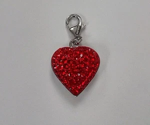 New Sterling Red Heart Pendant Charm with Lobster Clasp - Picture 1 of 3