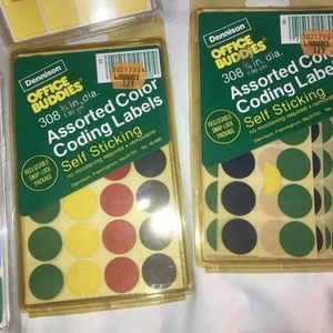 Vintage 80s Dennison Office Buddies assorted color, coding labels self sticking - Picture 1 of 3