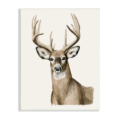 Antler Animal Wall Art Brown Forest Portrait Rustic Wildlife Home Decor - Image 1 of 4