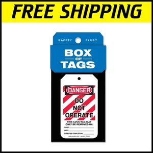 Durable Water-Resistant Lockout Tags - 50 Count Safety Tags in Dispenser - Picture 1 of 6
