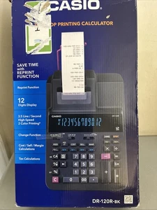 Casio DR-120R Printing Calculator Heavy Duty Black Desktop New / Open Box - Picture 1 of 13