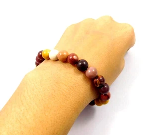 100% Natural Mookaite Jasper Gemstones Bracelet 8mm Round Beads Wholesale Lot - Picture 1 of 12
