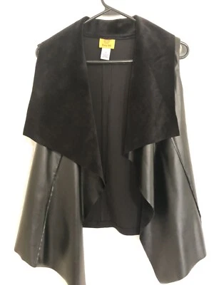  Ruby Red Soft Blazer Black Open Piece w Suede details  Faux Leatherwomen Size S - Image 1 of 4