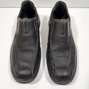 Clarks Collection Mens 10 M Sherwin Time Black Leather Slip On Loafers Shoes  - Picture 1 of 11