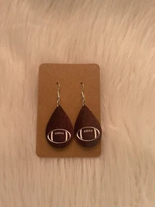 handmade wooden Football earrings - Picture 1 of 2