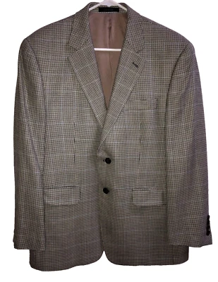 Blazer RALPH LAUREN marrom cinza Houndstooth seda e lã terno jaqueta casaco 40 P - Imagem 1 de 4