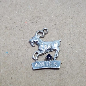 EJ STG Aries Ram Sterling Silver Charm With Blue Stone - Picture 1 of 7
