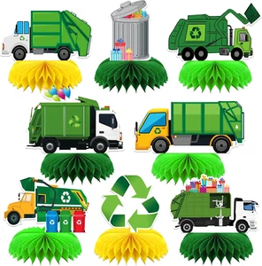 8 Pcs Garbage Truck Party Decoration, Trash Truck Theme Honeycomb Centerpieces 3 - Picture 1 of 12