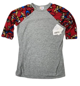 LuLaRoe Sloan Kids Size 12 - Flowers on Red Sleeves with Gray Heather - #3689 - Picture 1 of 1