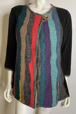 Chaqueta De Colección Lee Andersen Negra Multi Vellón XS Trabajo a Piezas Difuso Acogedor Arte de Usar Foto 1 de 4