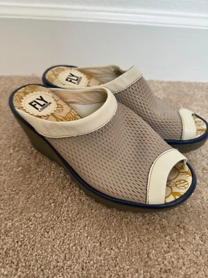 Sandalias de mula Fly London Yeno 164fly de cuero topo blanco roto talla 37 Foto 1 de 4