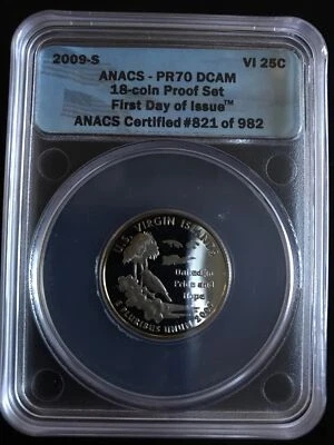 2009-S Proof U.S. Virgin Islands quarter ANACS PR70 DCAM First Day of Issue - Image 1 of 4