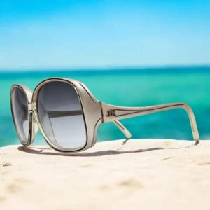 Vintage 70s Jean de Paris Square Sunglasses Gray Frame Made in France Mod 677 - Picture 1 of 5