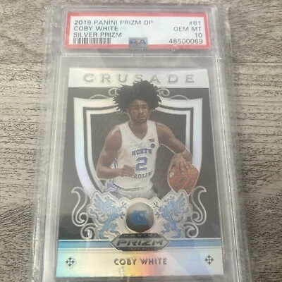 2019 Panini Prizm Draft Picks Silver Coby White RC Rookie PSA 10 GEM MT #61 - Image 1 of 3