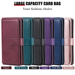 For Various Models 10 Cards Multifunction Flip Wallet PU Leather Case Skin Cover - Picture 1 of 17