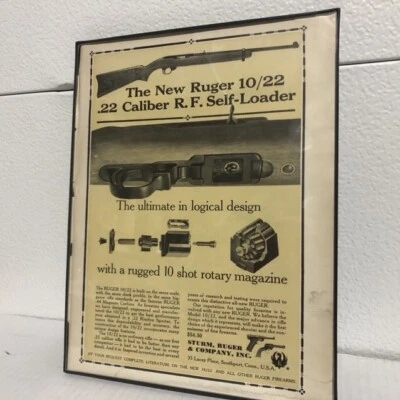 Marco de plástico publicitario vintage de revista calibre 10/22 .22 Ruger años 60 Foto 1 de 4
