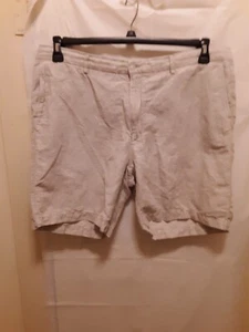 Peter Millar Crown Shorts Sz 40 Beige Linen Blend Pockets 8” Inseam Golf Casual - Picture 1 of 6