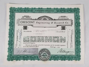 Crescent Engineering & Research Co. Aktienzertifikat 8 Zehntel Aktien 1964 - Bild 1 von 2