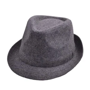 Unisex Wool Herringbone Tweed Trilby Hat-Classic Crushable Plain Wool Fedora Hat - Picture 1 of 3