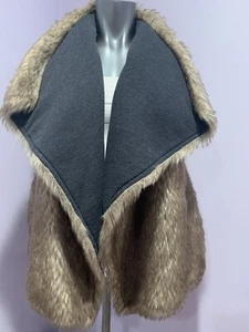 Mossimo Supply Co Vest Faux Fur Reversible Brown & Gray Women's Size XS NWT - Picture 1 of 11