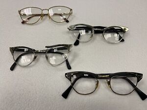 4pr Vintage 1950's Ladies Cat Eye Glasses Gold Filled Aluminum Rockabilly Wear