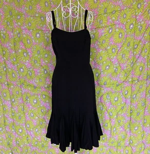 Vintage 40s 50s black dress S-M Lord and Taylor tank trumpet silhouette - Picture 1 of 9