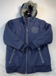 Vintage Pelle Pelle Wool Poly Jacket XL Blue Parka Fur Trimmed Hood Embroidered - Picture 1 of 18