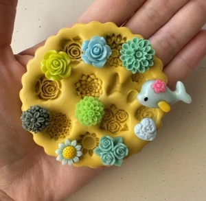 Flower variety mold fondant clay mold cake decor rose dolphin daisy mold - Picture 1 of 6
