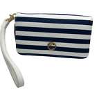 Charming Charlie Blue & White Striped Nautical Look Wristlet / Small Purse Nwt
