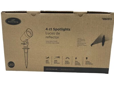 LED Spotlights 4W Black Low Voltage  4ct. NEW Harbor Breeze ZDL1096-L4K8030B - Image 1 of 4
