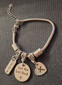 Christliches Bettelarmband Loslassen Gott lass Bibel Schrift Kirche Geschenk Schmuck - Bild 1 von 1