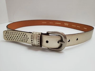 Cinturón de cuero dorado champán para mujer FOSSIL talla pequeña Foto 1 de 4