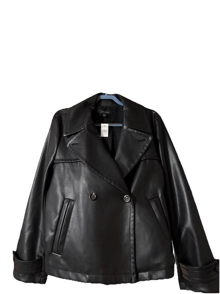 Ann Taylor, Imitación Cuero, Chaqueta Doble Pecho, 2xl Foto 1 de 4