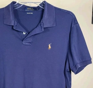 Polo Ralph Lauren Mens Polo Shirt Large Blue Pima Soft Touch Flesh Pony *Read* - Picture 1 of 15