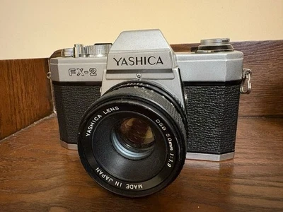 Yashica FX-2 35mm Film SLR Camera Body, Chrome with 50mm lens - Image 1 of 4