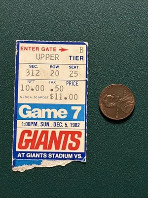 LAWRENCE TAYLOR SACK 1982 Oilers Giants ticket stub EARL CAMPBELL ARCHIE MANNING - Image 1 of 2