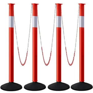 4 Pack Traffic Delineator Post Cones with Weighted Base & Reflective Collars,... - Picture 1 of 6