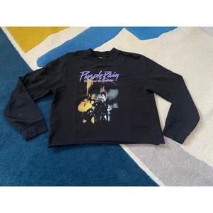 Prince Women's Large Purple Rain Long Sleeve Crop Top Sweatshirt - Picture 1 of 5