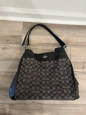 Bolso de Mano Coach Negro Jacquard Bordado F57612 Firma - Leer descripción Foto 1 de 4