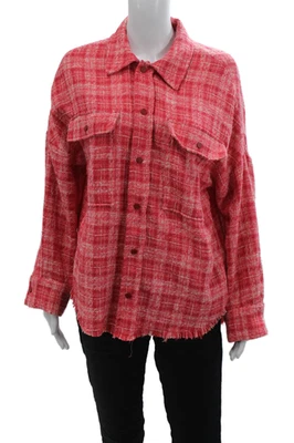 Chaqueta Zara Mujer Cuello Cuadros Botones Rojo Poliéster Manga Larga Talla XS Foto 1 de 4