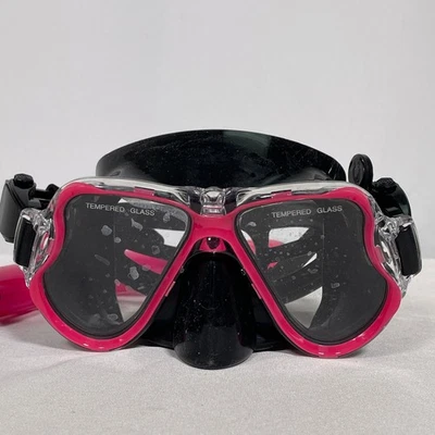 Kids Snorkel Mask Set Easy View Light Pink Tempered Glass Youth Age 5-15 NEW - Image 1 of 4