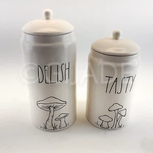 Rae Dunn Ceramic 2 Jar With Lid  10.5" + 9" Set New - Picture 1 of 5
