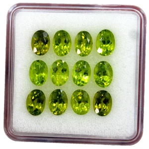 12 Pcs Natural Vivid Peridot Untreated 6.7mm-7mm Oval Cut Top Quality Gemstones - Picture 1 of 12