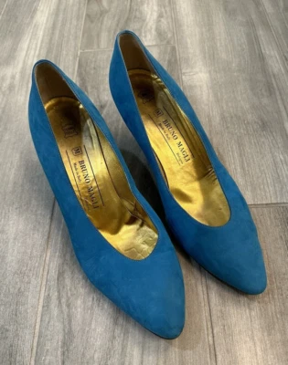 Bruno Magli Womens Vintage Bright Blue Suede Leather Pumps Shoes Italy Size 9.5 - Image 1 of 4