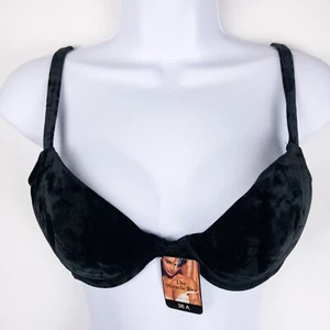 VTG Victorias Secret Miracle Bra Womens Size 36A Black Velvet Push Up USA New - Picture 1 of 12