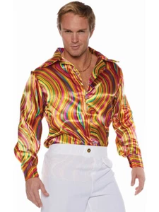 Men's Multi-Color Swirls 70s Disco Costume Shirt 2X-Large 48-50 - Picture 1 of 1