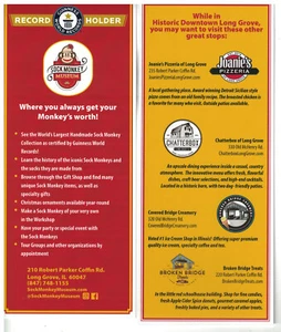 Sock Monkey Museum Long Grove Illinois Rack Card - Picture 1 of 1
